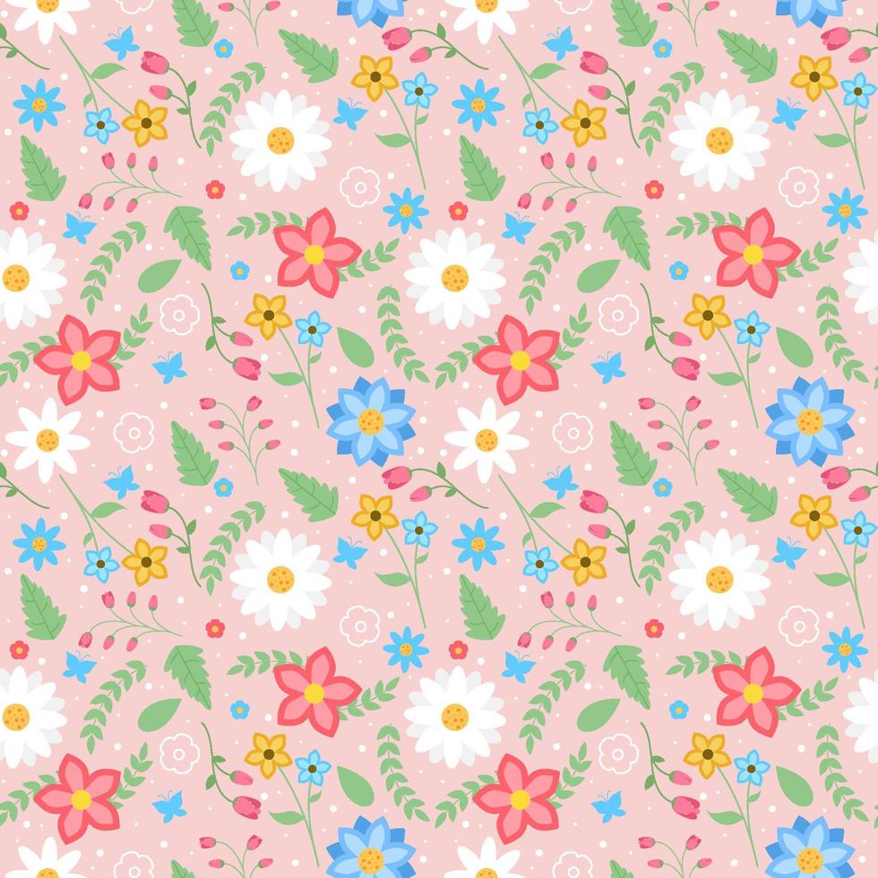 Floral Spring Seamless Pattern Design vector