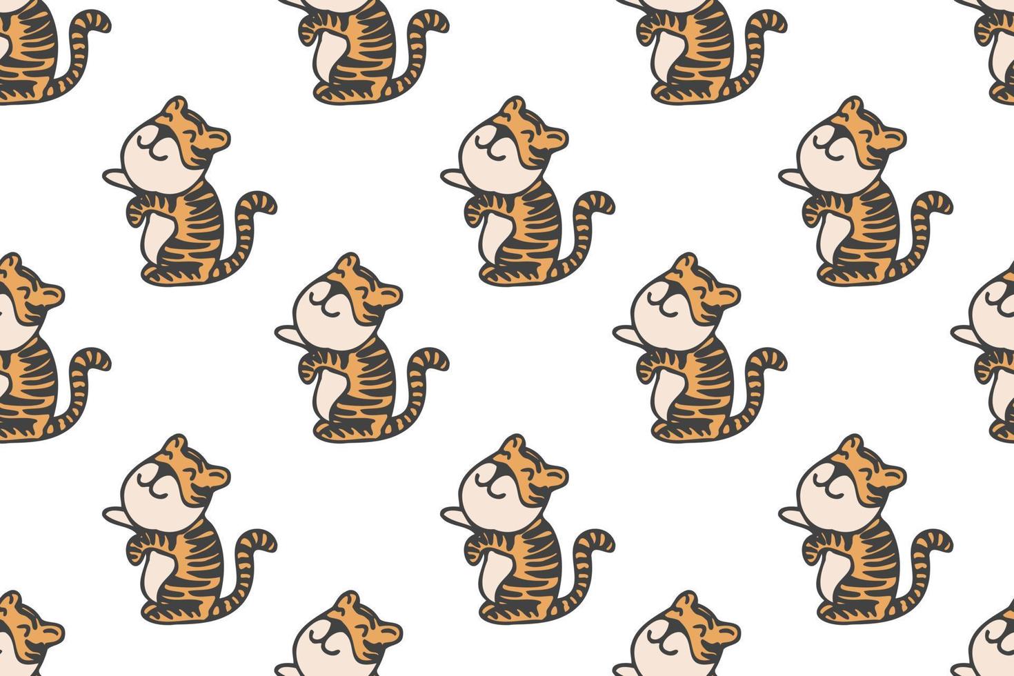 Cute tiger seamless pattern cartoon vector