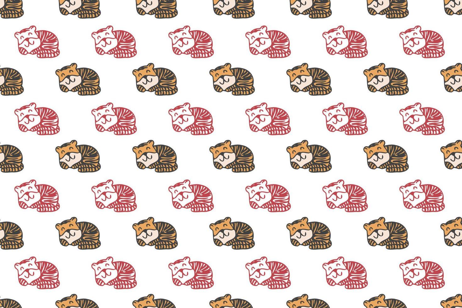 Cute tiger seamless pattern cartoon vector