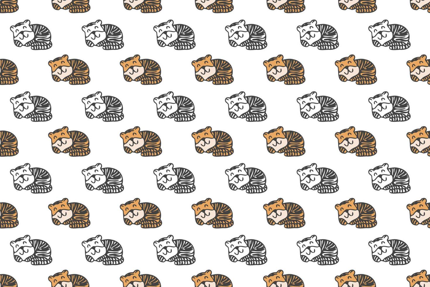 Cute tiger seamless pattern cartoon vector