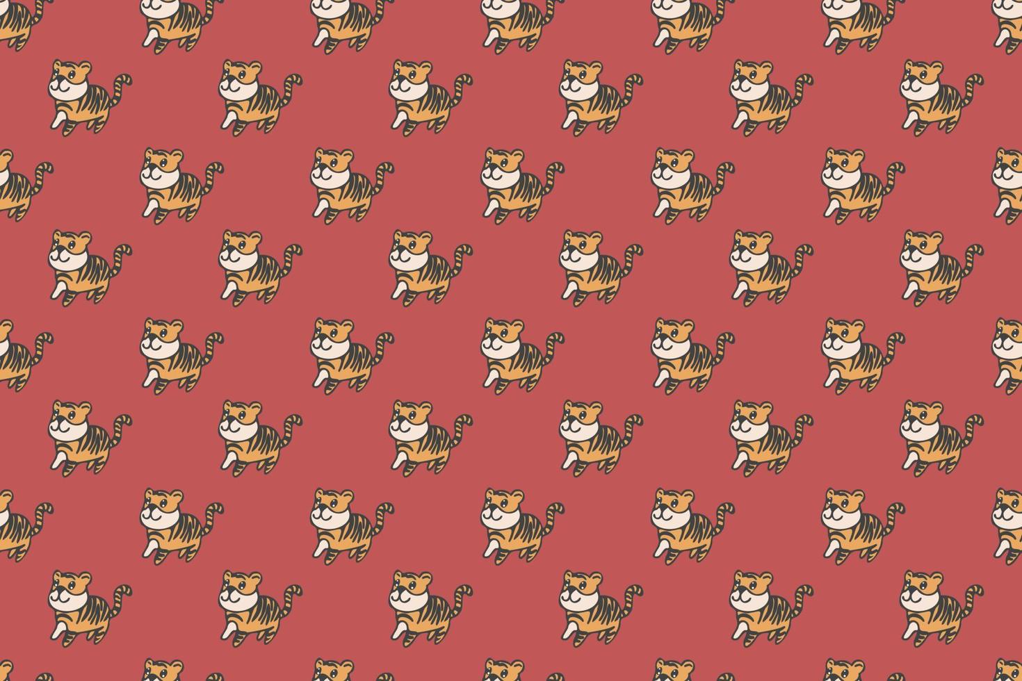 Cute tiger seamless pattern cartoon, vector