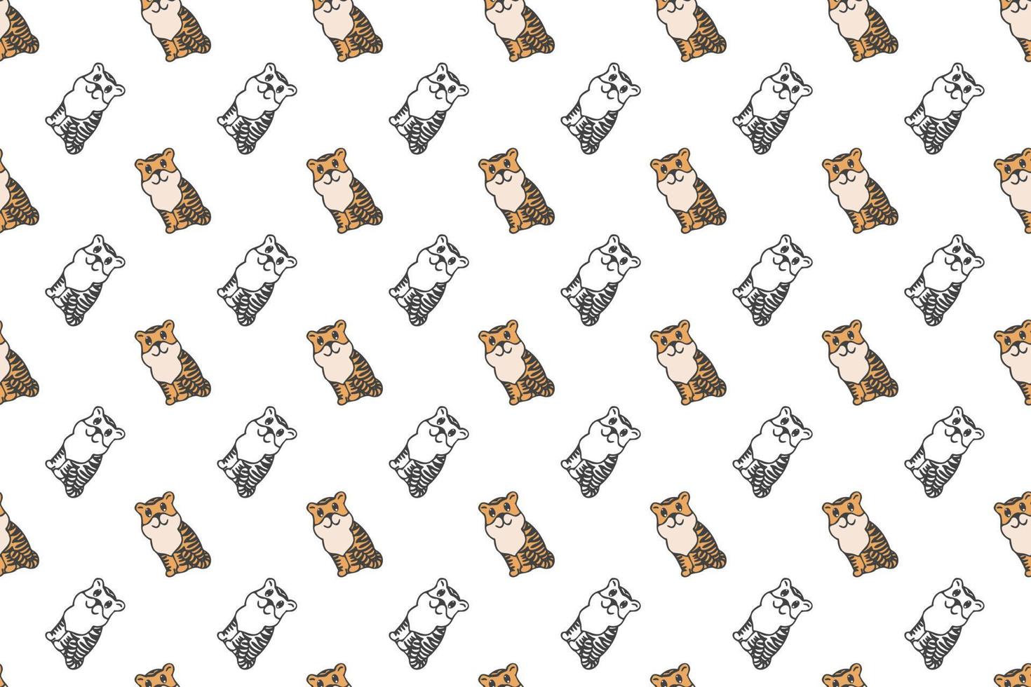 Cute tiger seamless pattern cartoon, vector