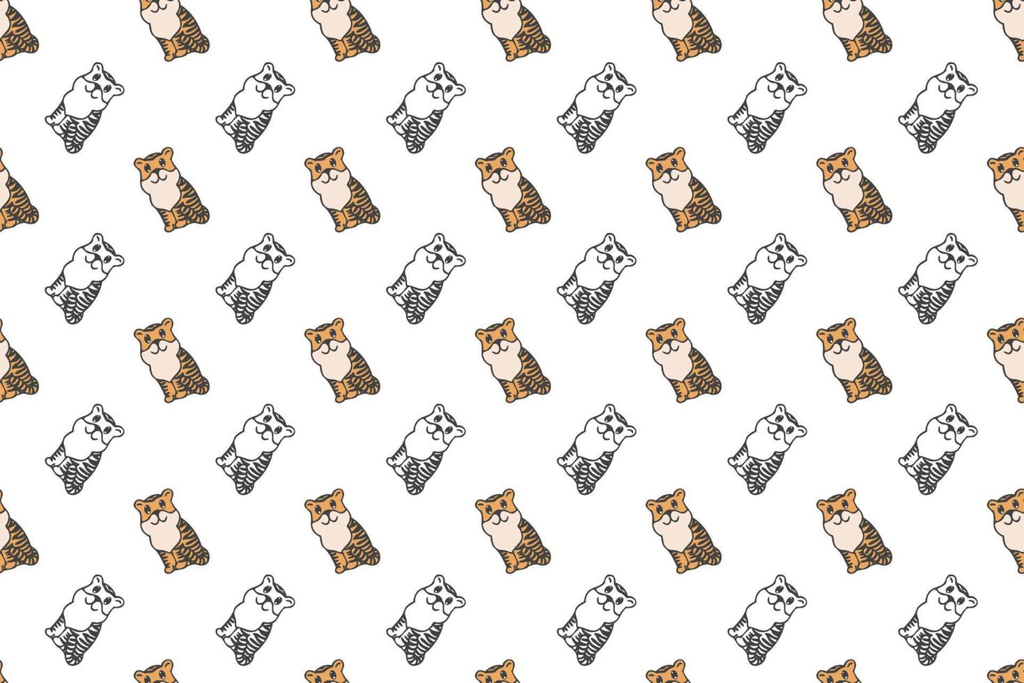 Cute tiger seamless pattern cartoon, vector