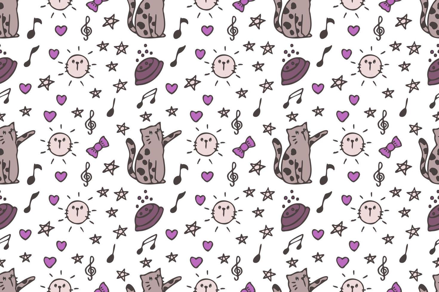 Cat seamless pattern cartoon vector