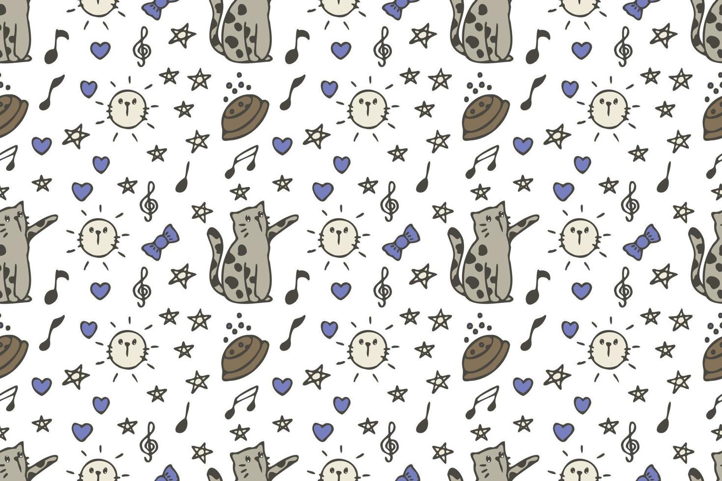 Cat seamless pattern cartoon vector