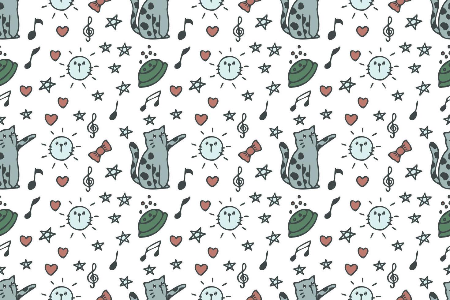 Cat seamless pattern cartoon vector
