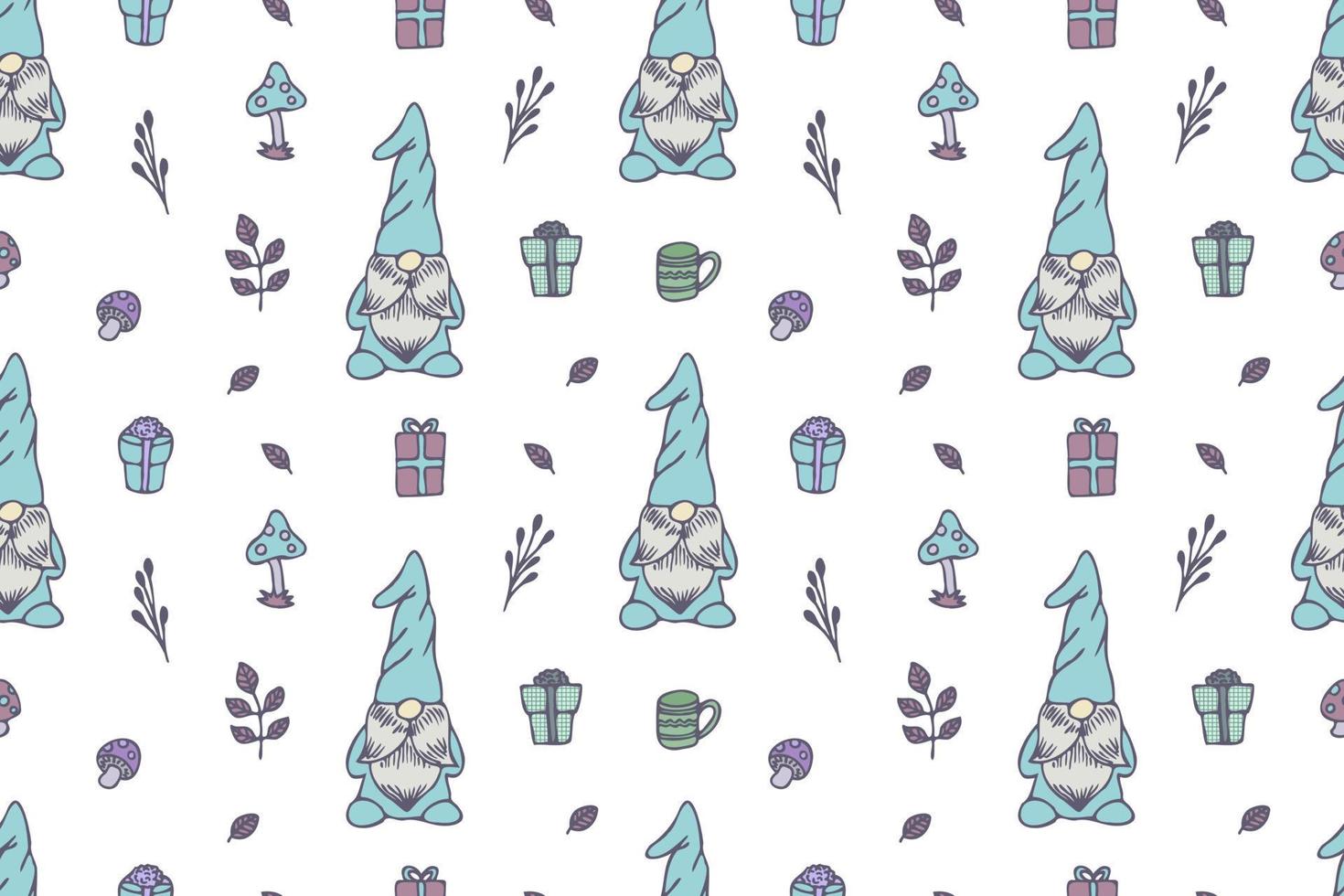 Cute Gnomes seamless pattern vector
