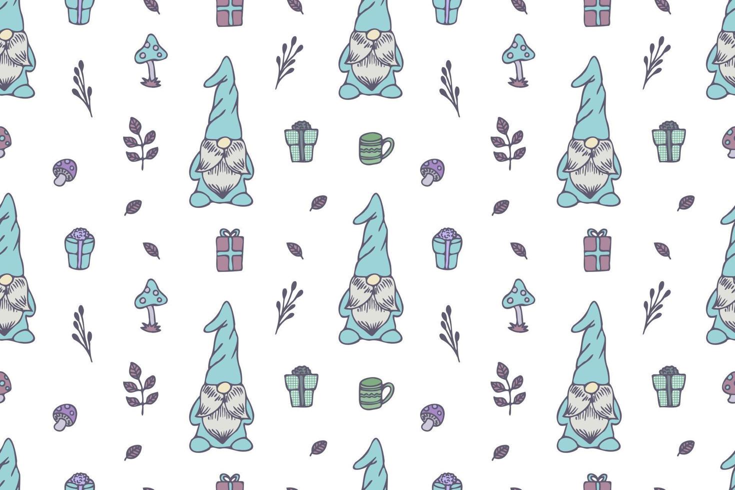 Cute Gnomes seamless pattern vector