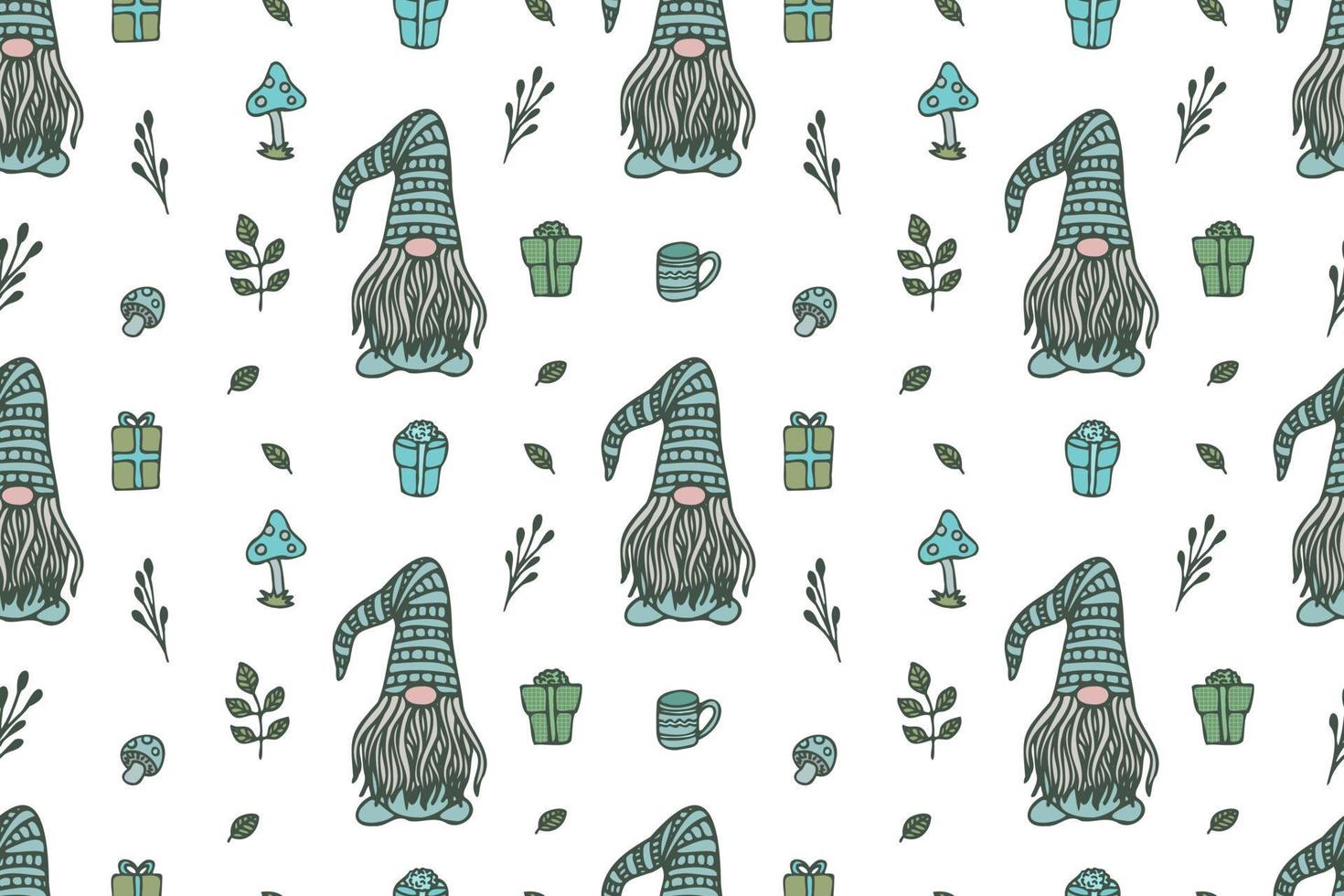 Cute Gnomes seamless pattern vector