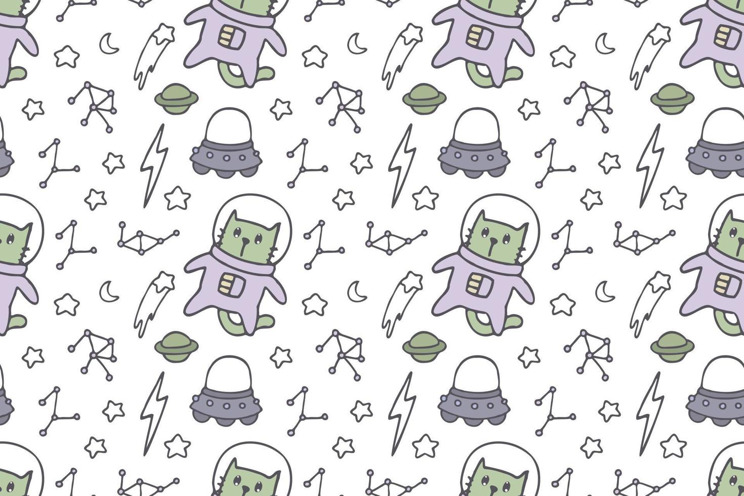 Cute cat seamless pattern style vector