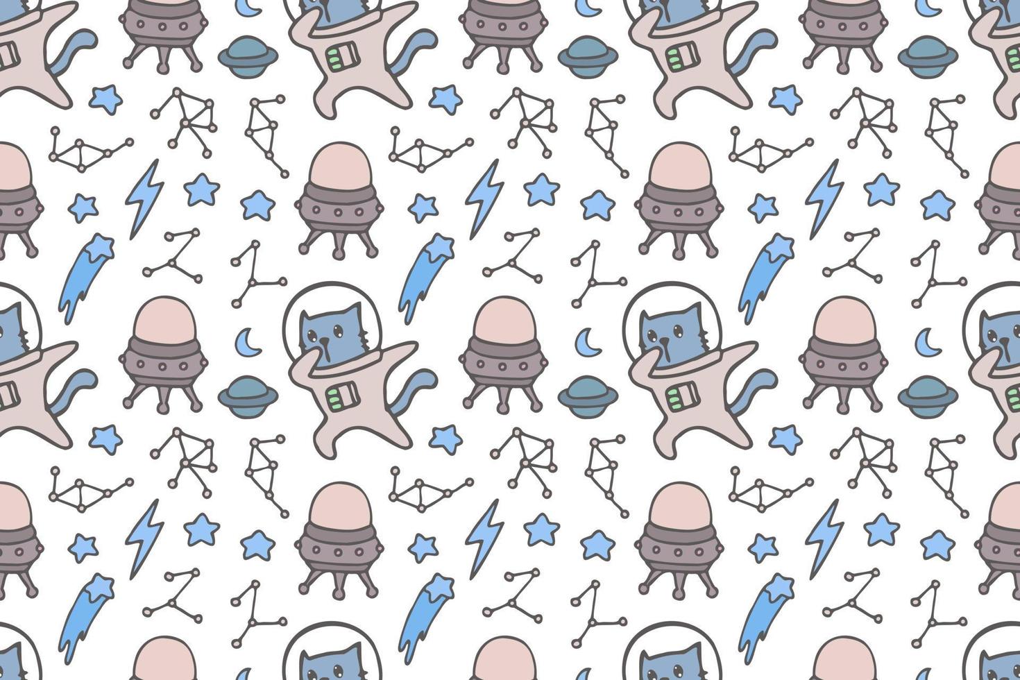 Cute cat seamless pattern style vector