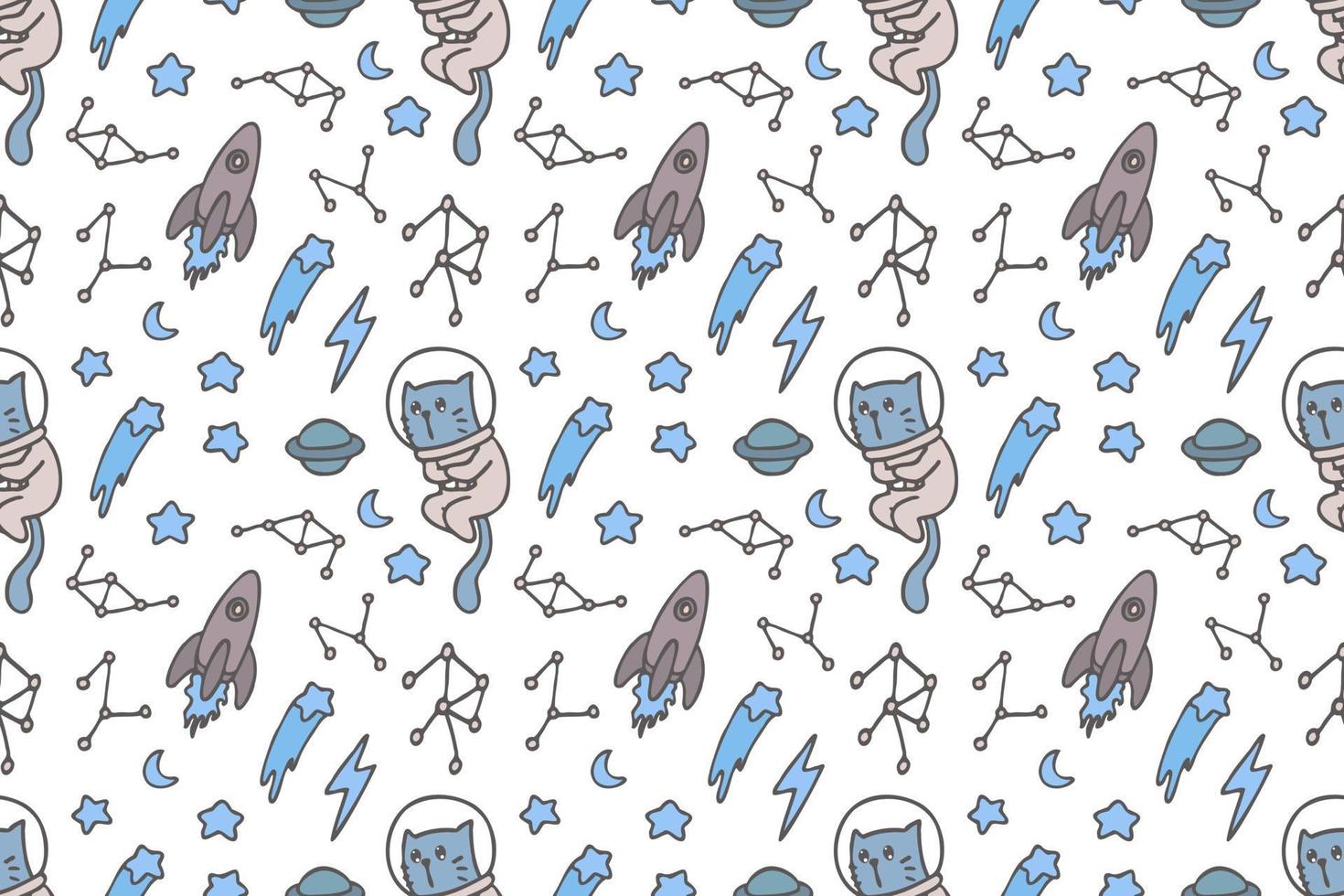 Cute cat seamless pattern style vector