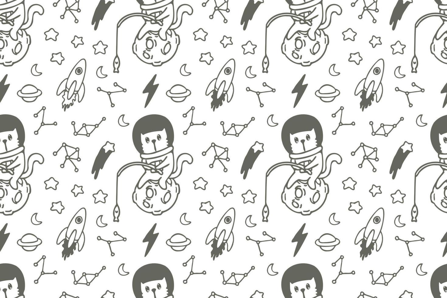 Cute cat seamless pattern style vector