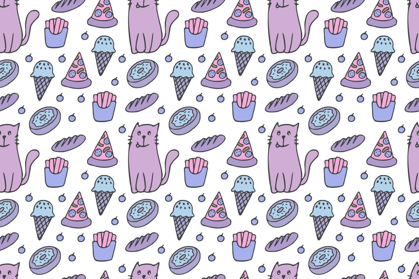 Cats and food seamless pattern vector