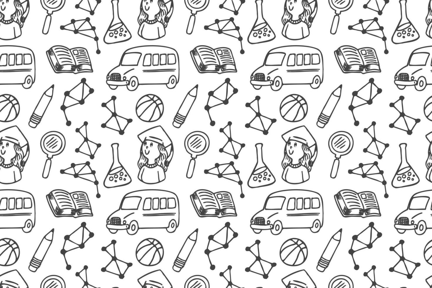 Hand drawn back to school seamless pattern art vector