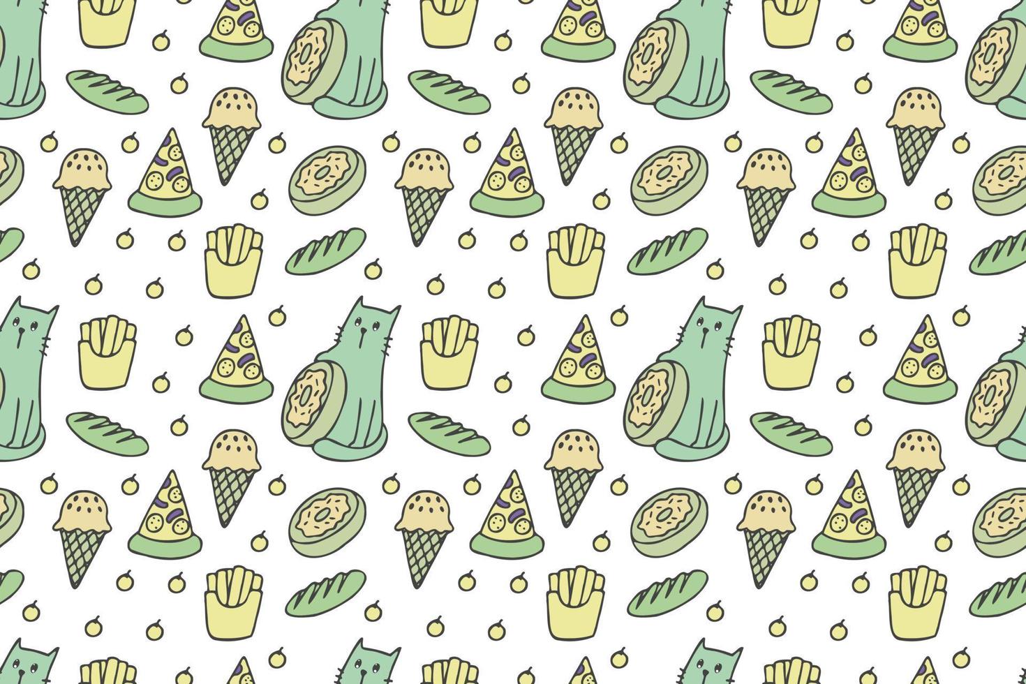 Cats and food seamless pattern vector