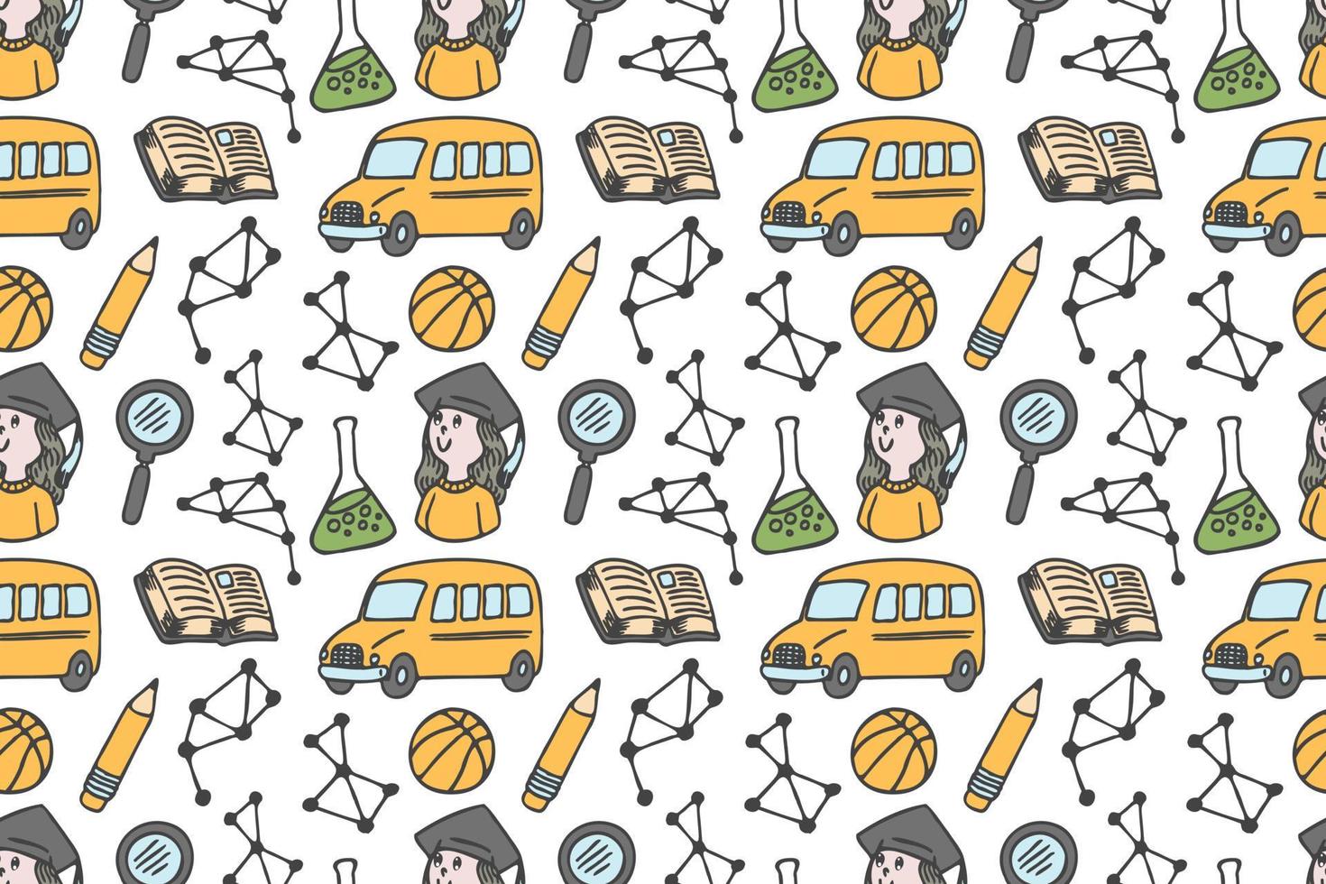 Hand drawn back to school seamless pattern art vector