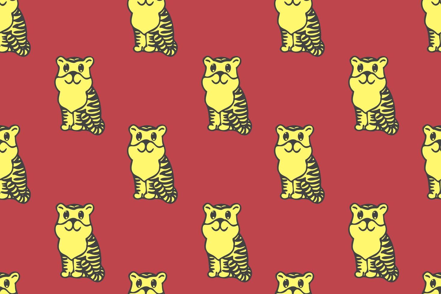 Cute tiger seamless pattern cartoon, vector