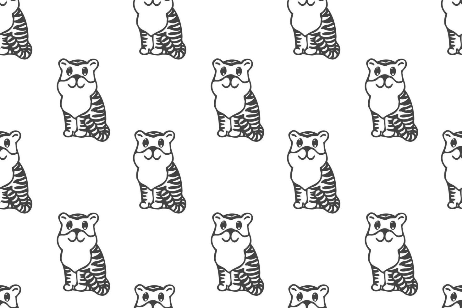 Cute tiger seamless pattern cartoon, vector