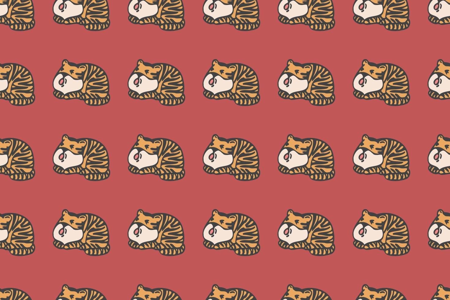 Cute tiger seamless pattern cartoon vector