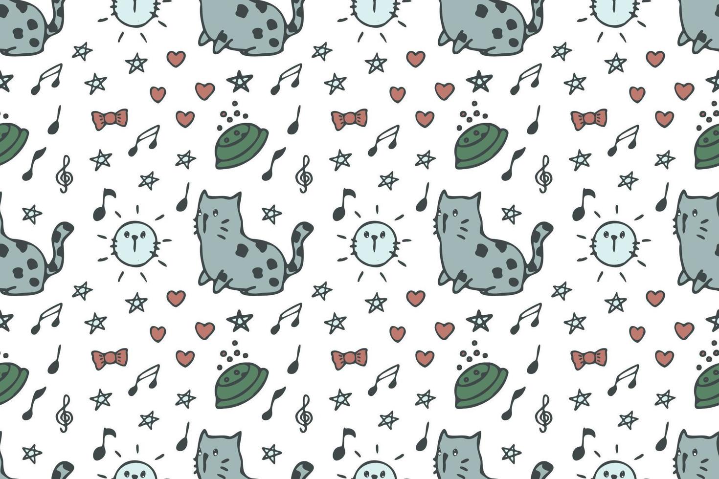 Cat seamless pattern cartoon vector