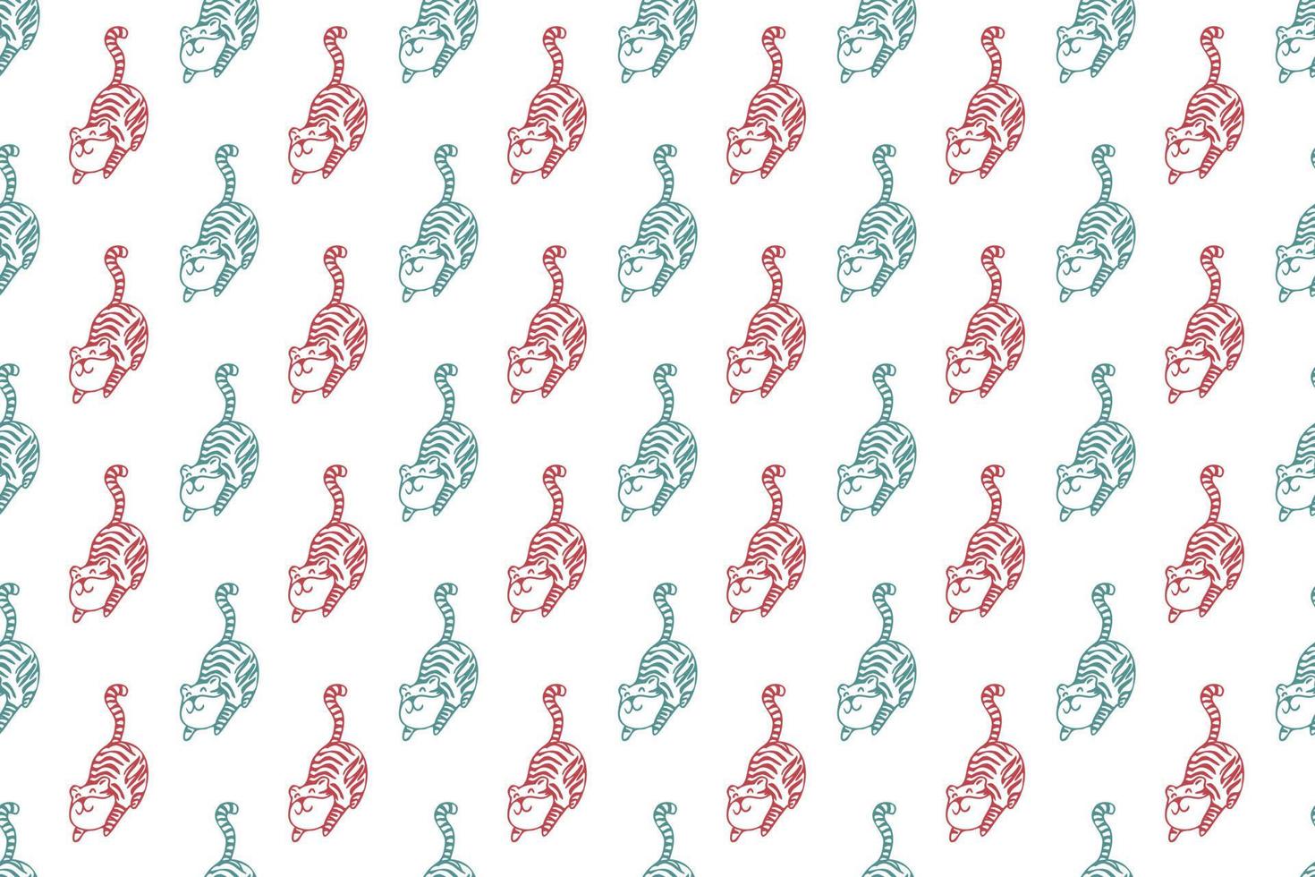 Cute tiger seamless pattern cartoon, vector