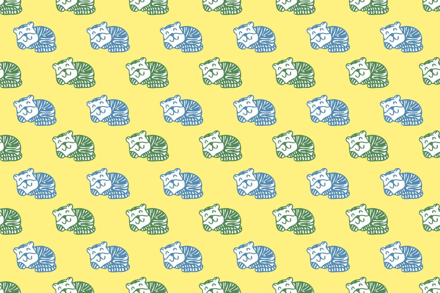 Cute tiger seamless pattern cartoon, vector