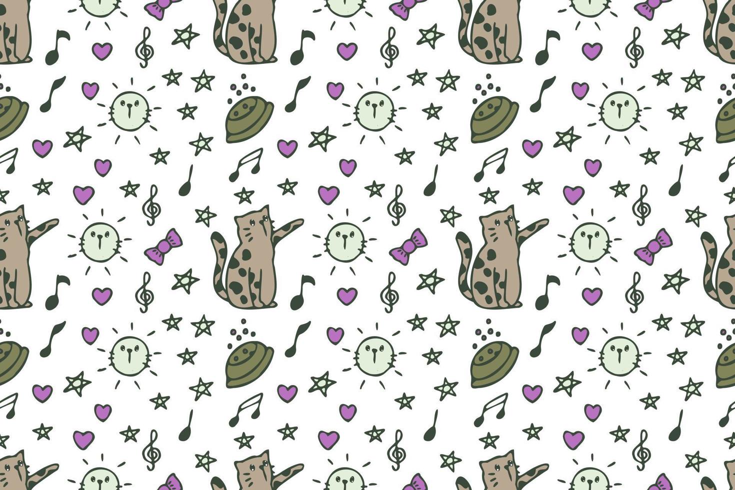 Cat seamless pattern cartoon vector