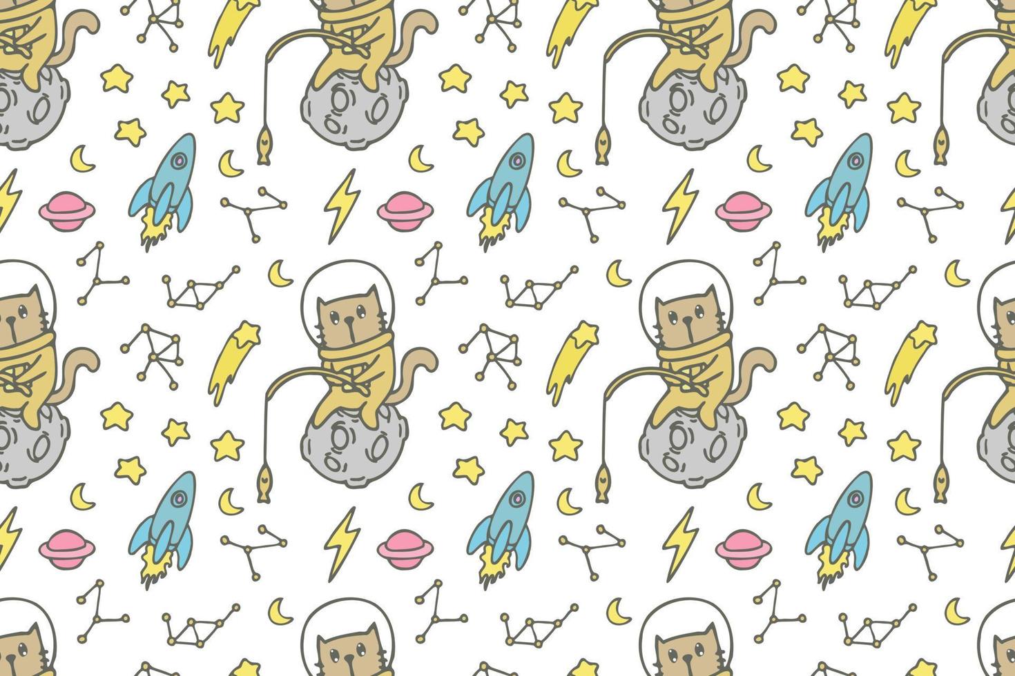 Cute cat seamless pattern style vector