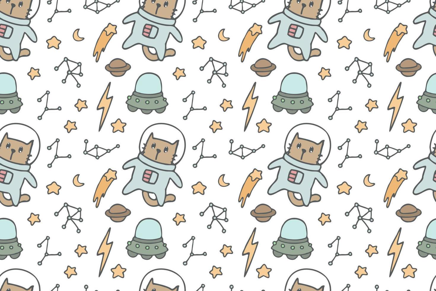 Cute cat seamless pattern style vector