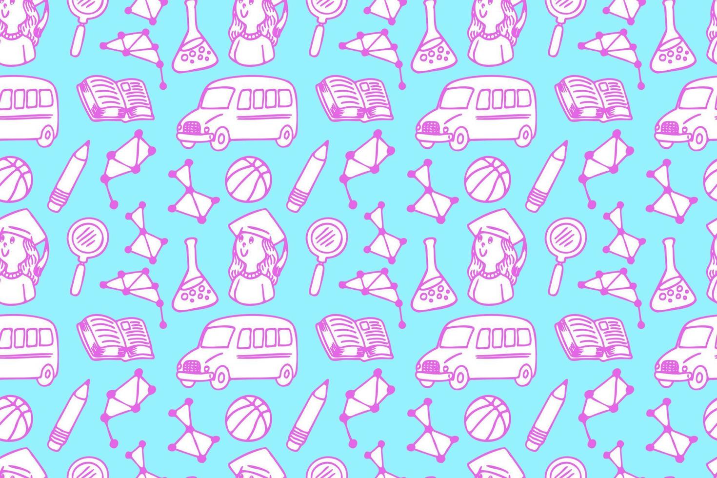 Hand drawn back to school seamless pattern art vector