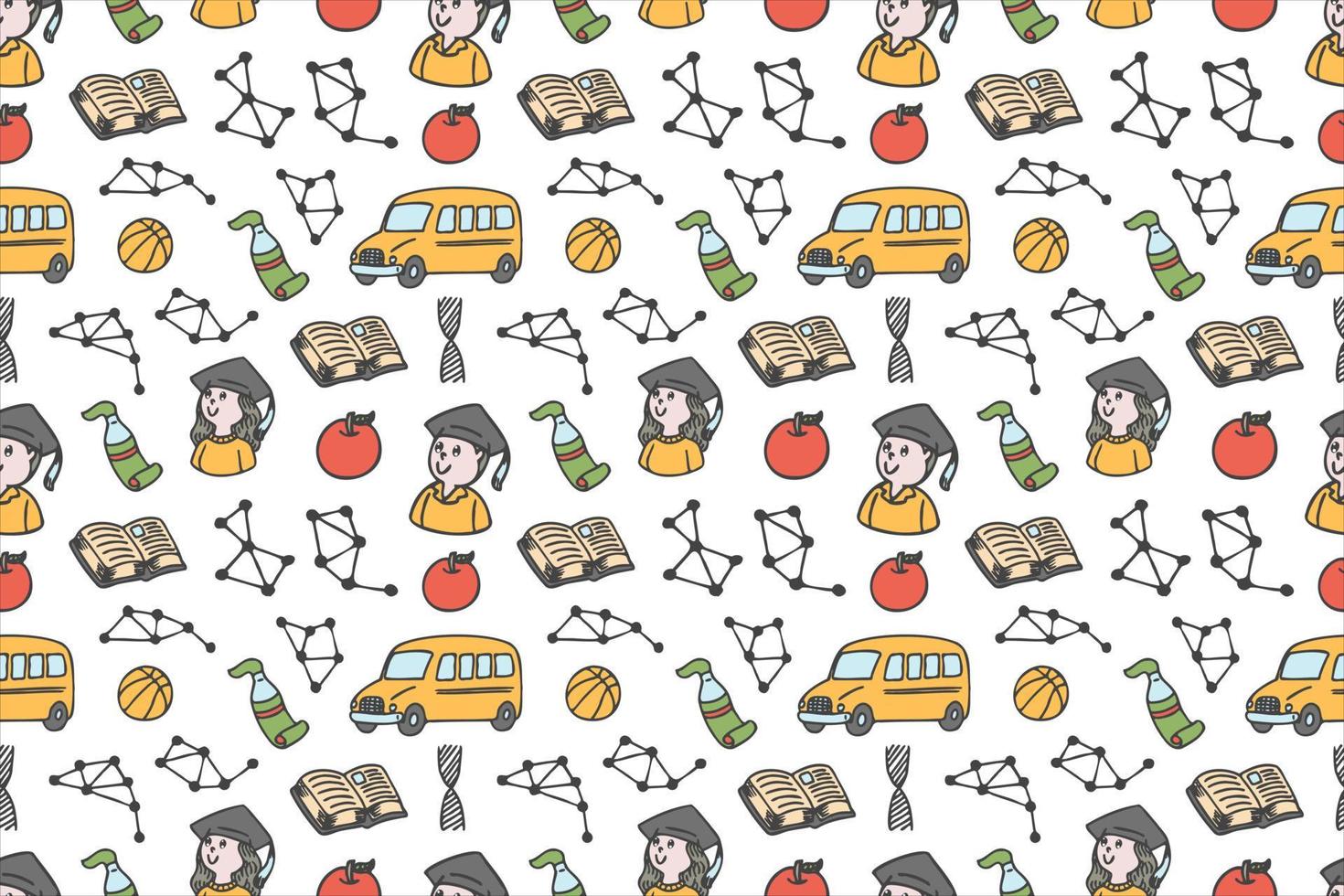 Hand drawn back to school seamless pattern art vector