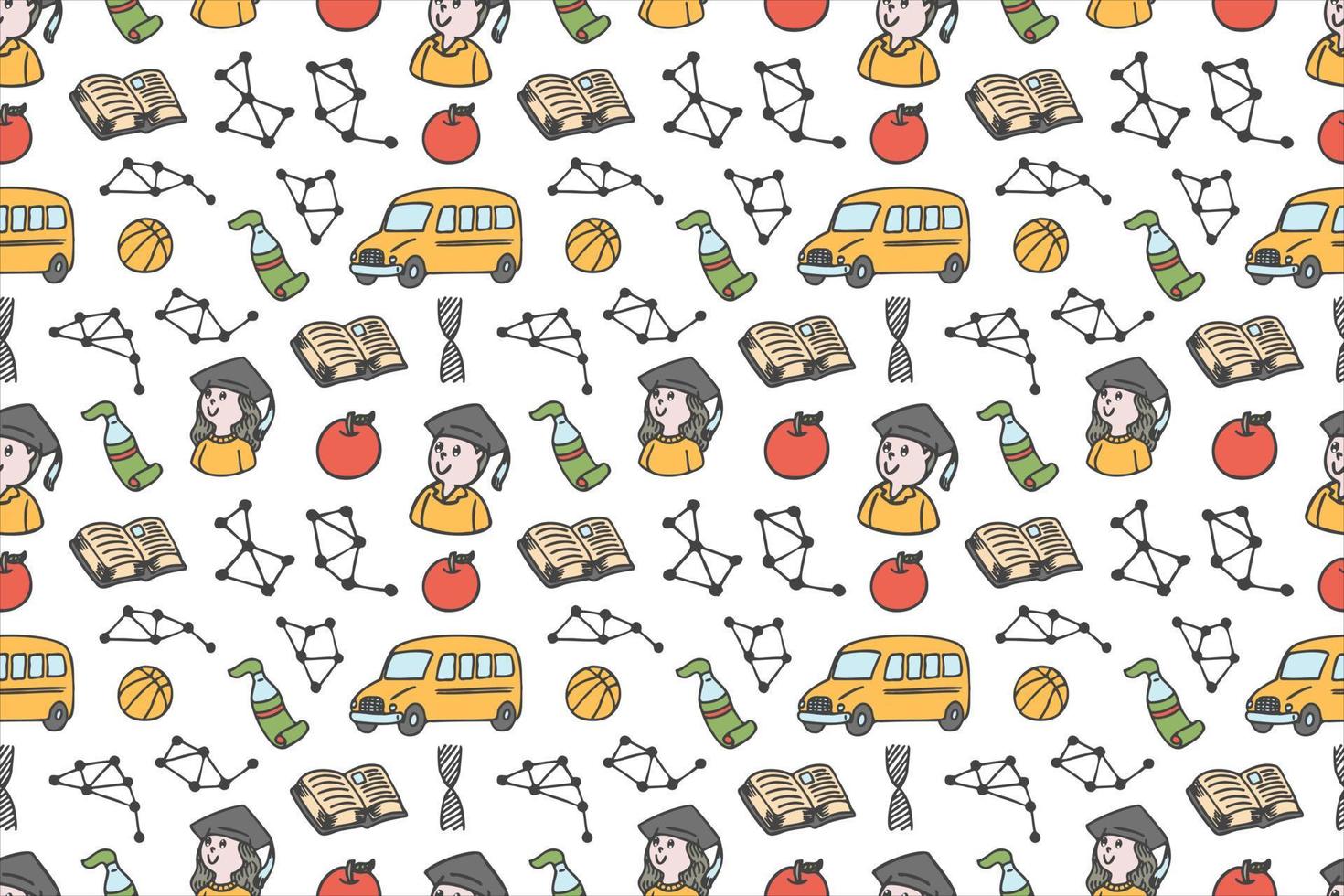 Hand drawn back to school seamless pattern art vector