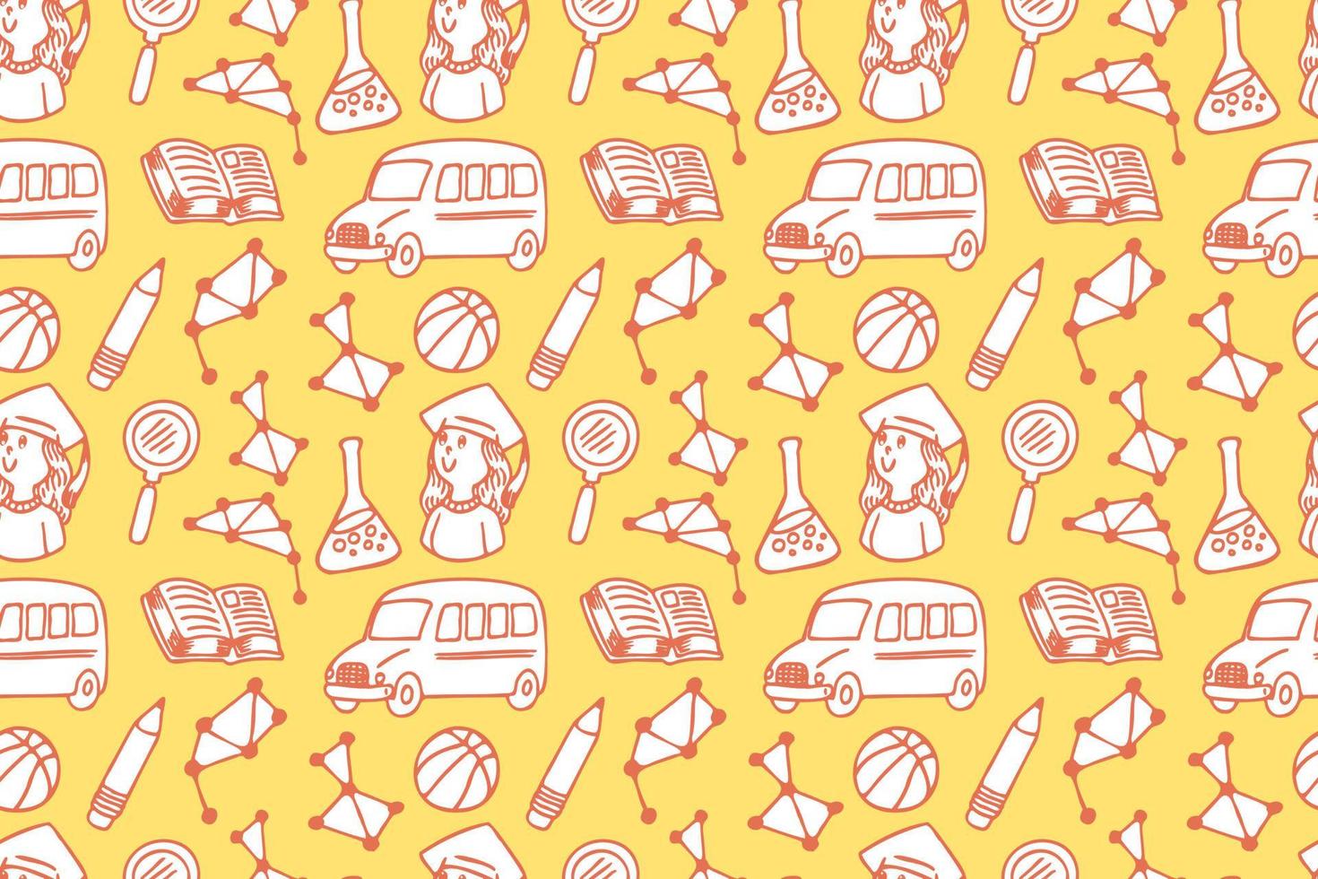 Hand drawn back to school seamless pattern art vector