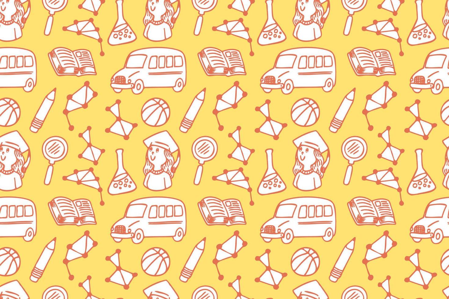 Hand drawn back to school seamless pattern art vector