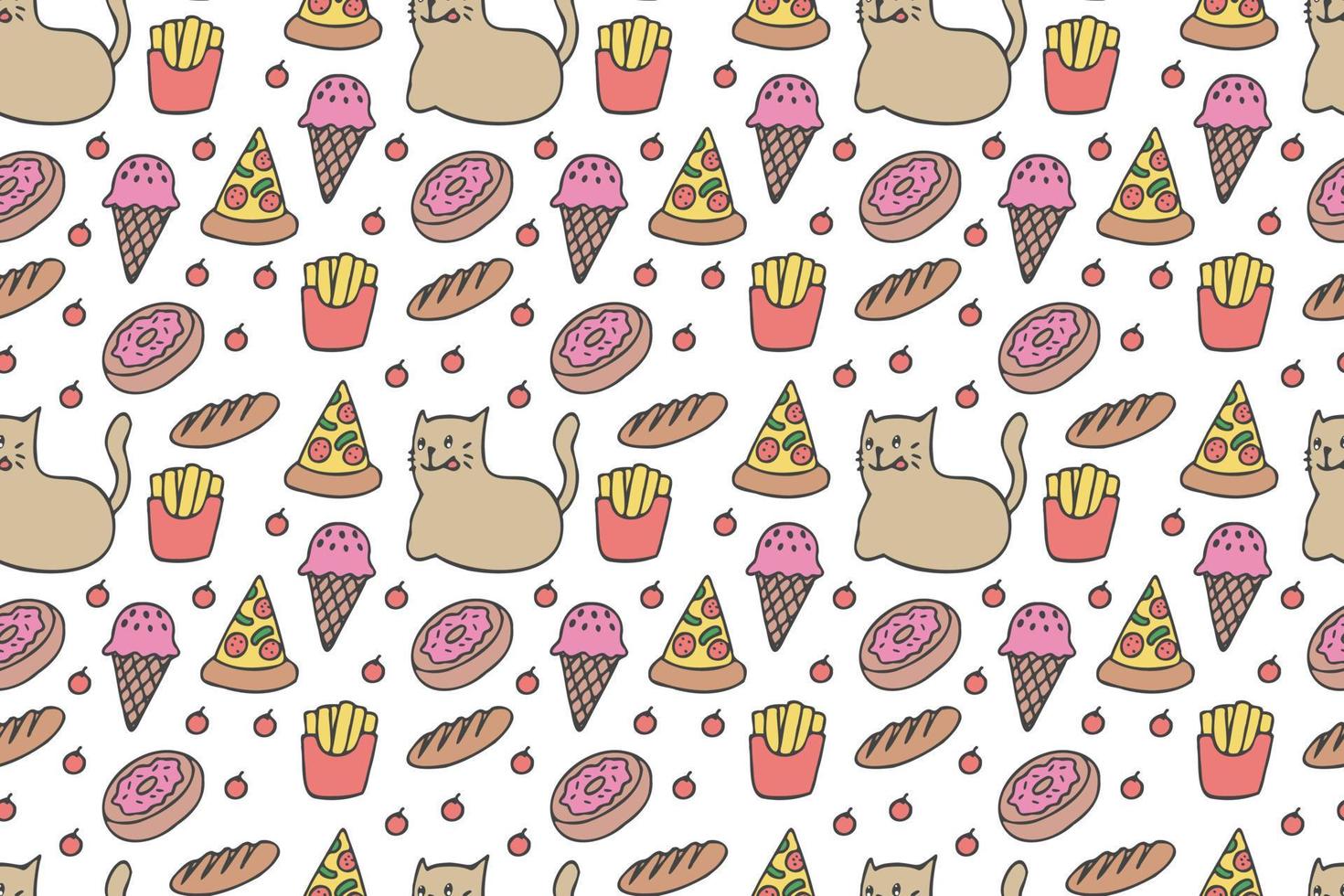 Cats and food seamless pattern vector