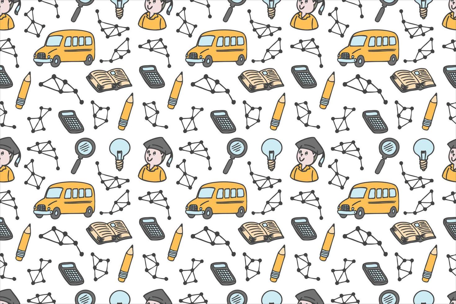 Hand drawn back to school seamless pattern art vector