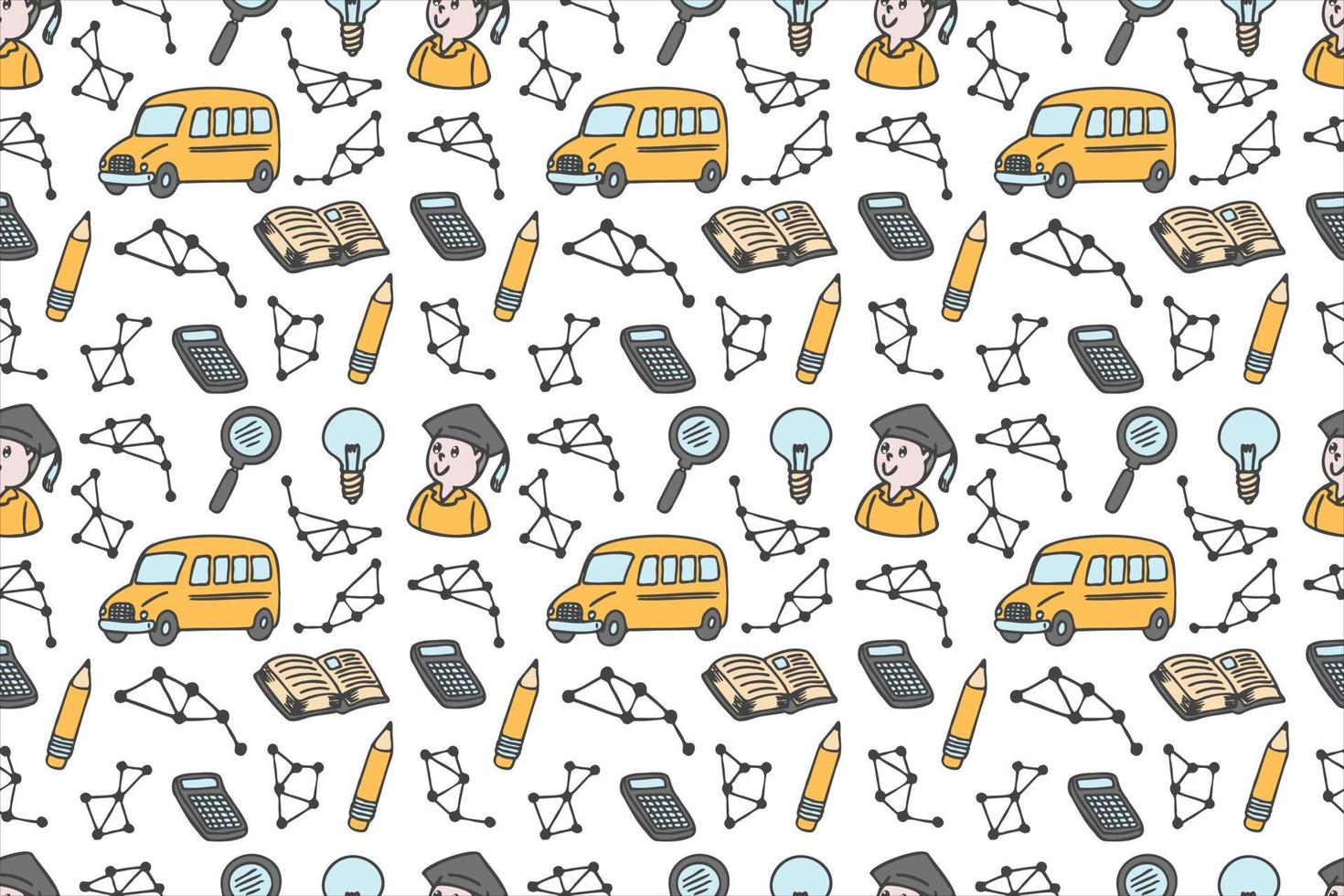 Hand drawn back to school seamless pattern art vector