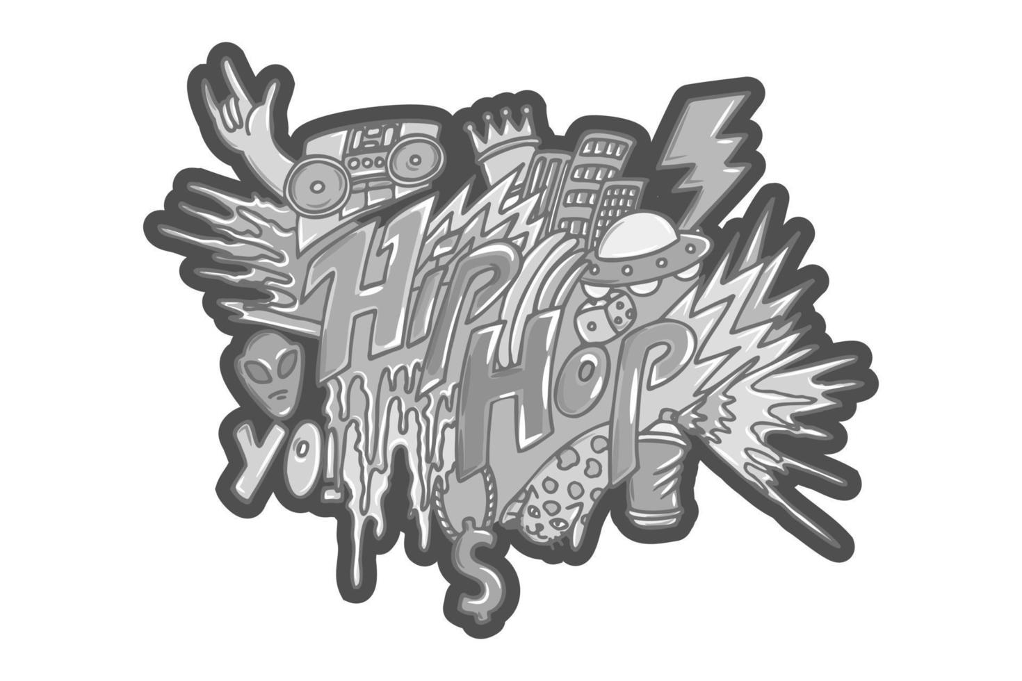 Hand drawn Hip hop lifestyle. vector