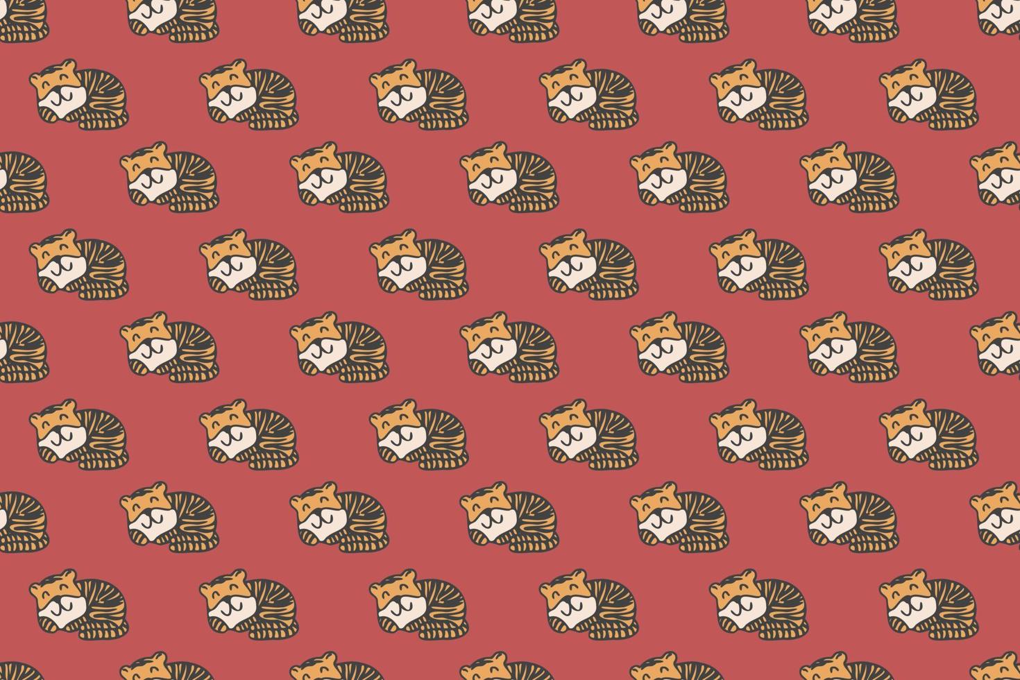 Cute tiger seamless pattern cartoon vector