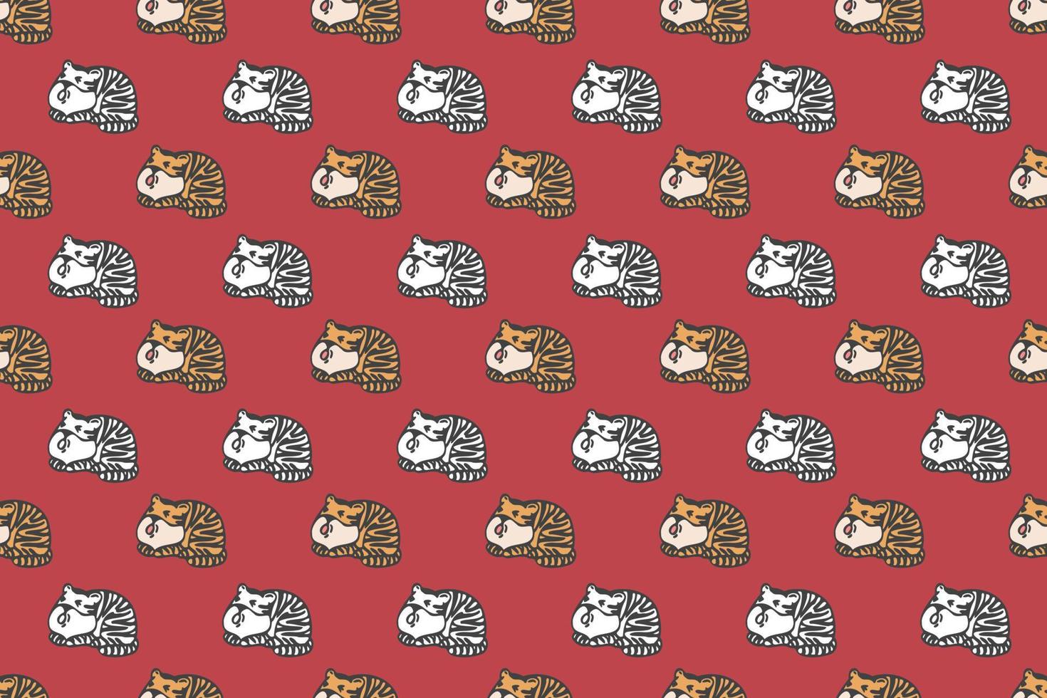Cute tiger seamless pattern cartoon vector