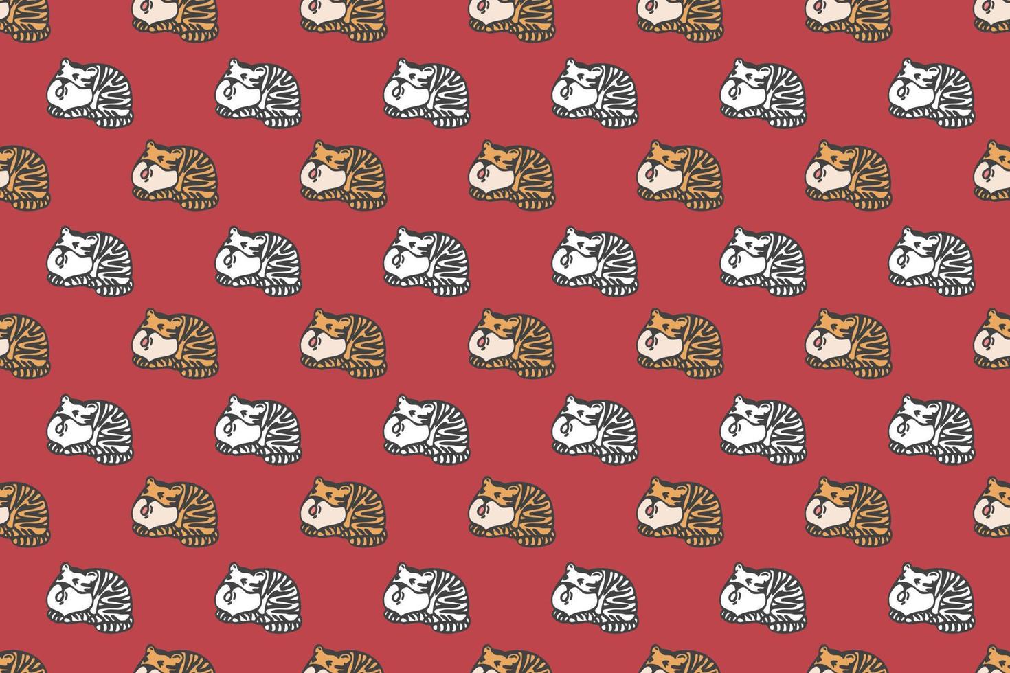 Cute tiger seamless pattern cartoon vector