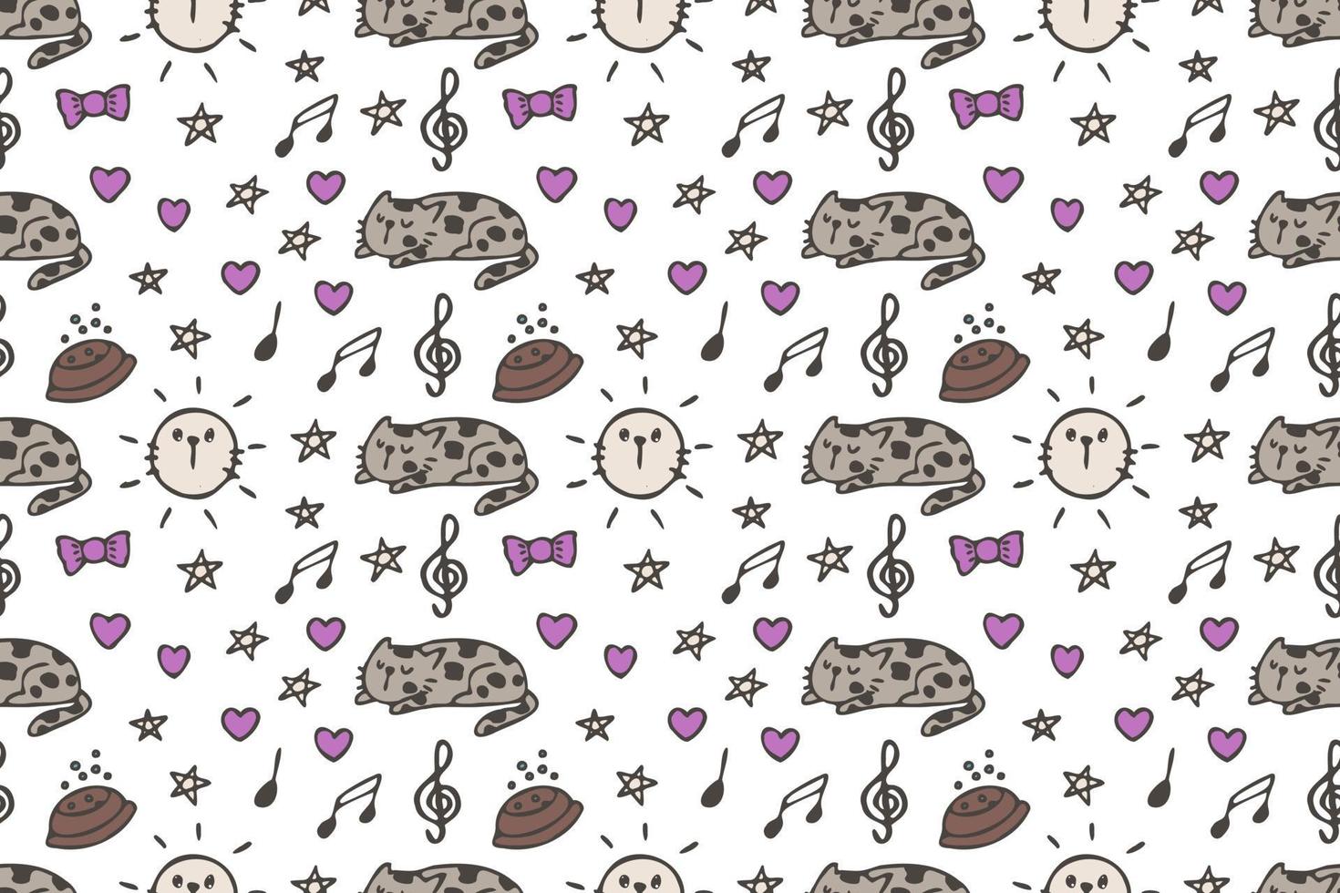 Cat seamless pattern cartoon vector