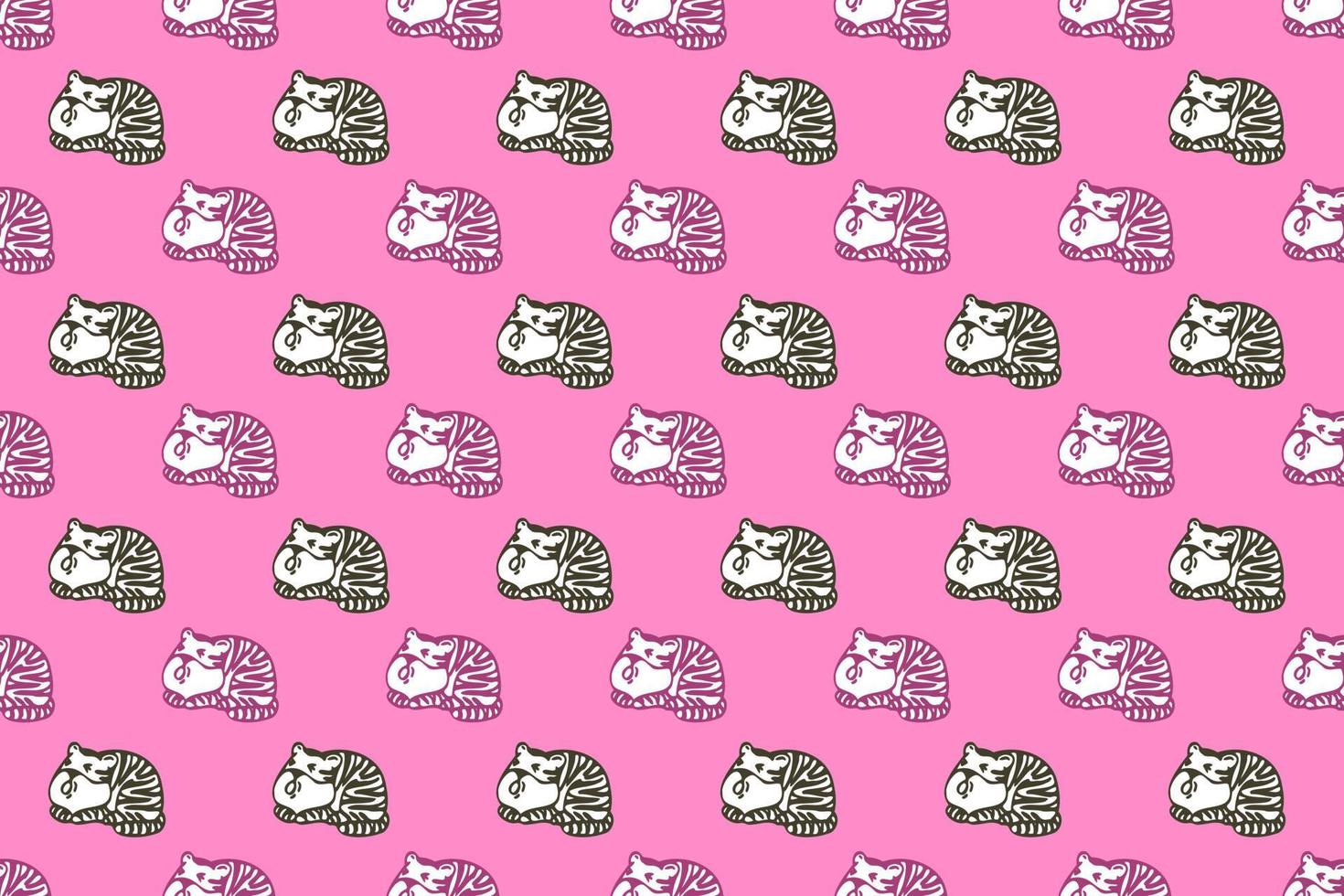 Cute tiger seamless pattern cartoon, vector