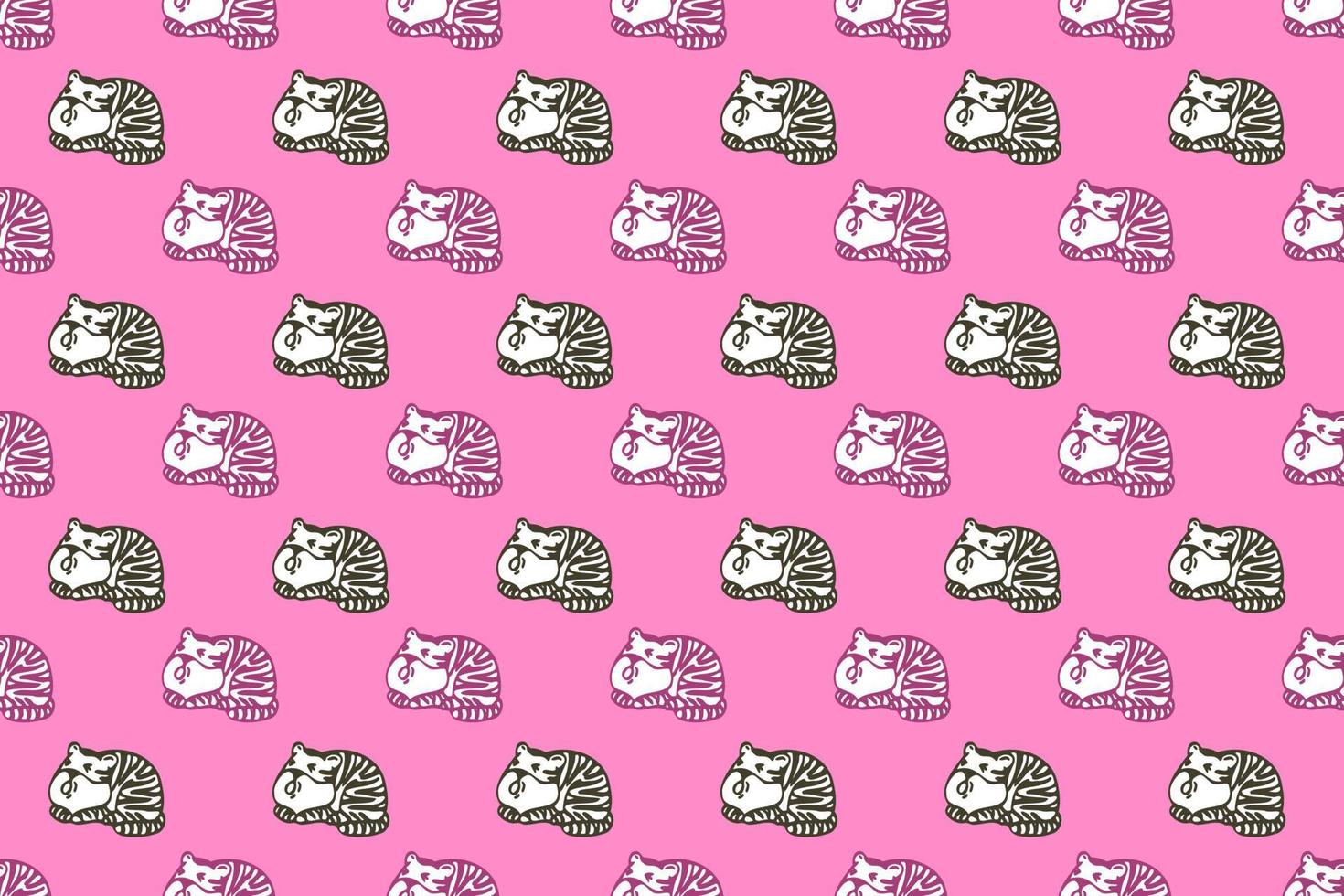 Cute tiger seamless pattern cartoon, vector