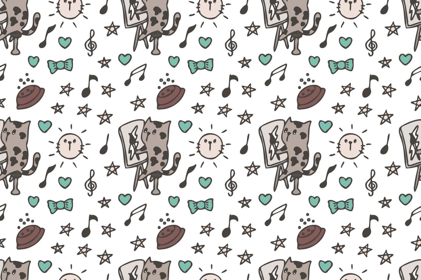 Cat seamless pattern cartoon vector