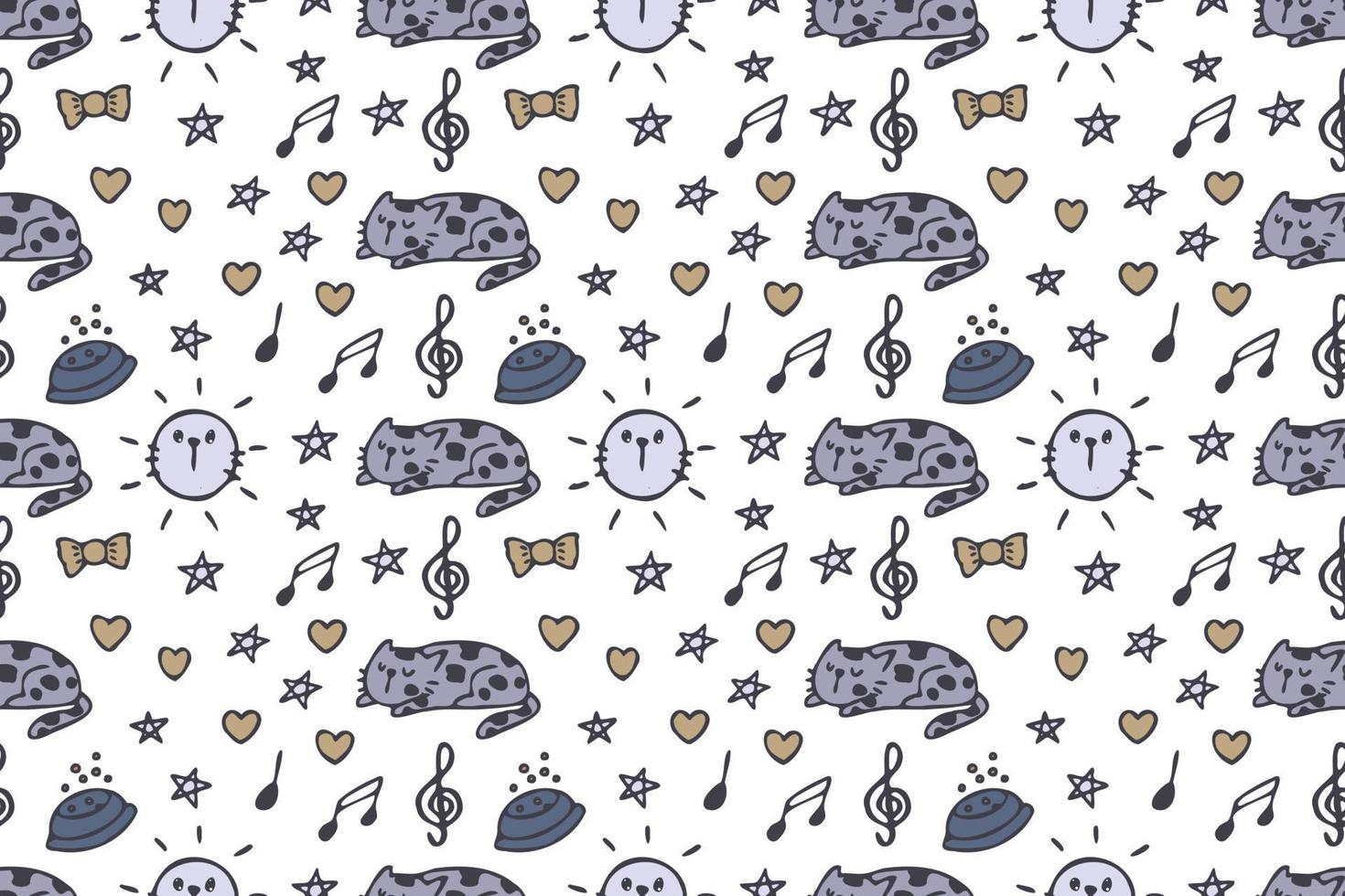 Cat seamless pattern cartoon vector