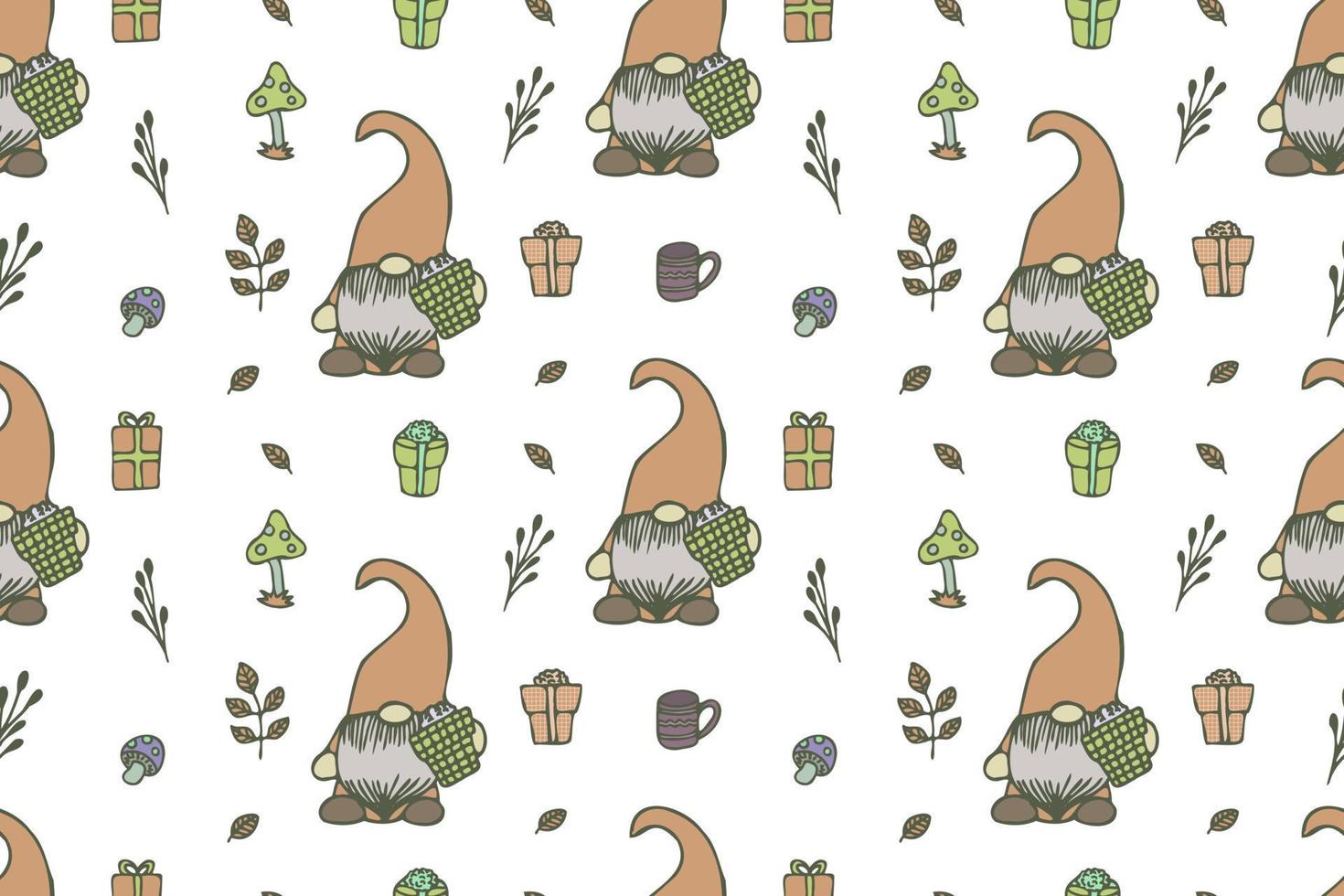 Cute Gnomes seamless pattern vector