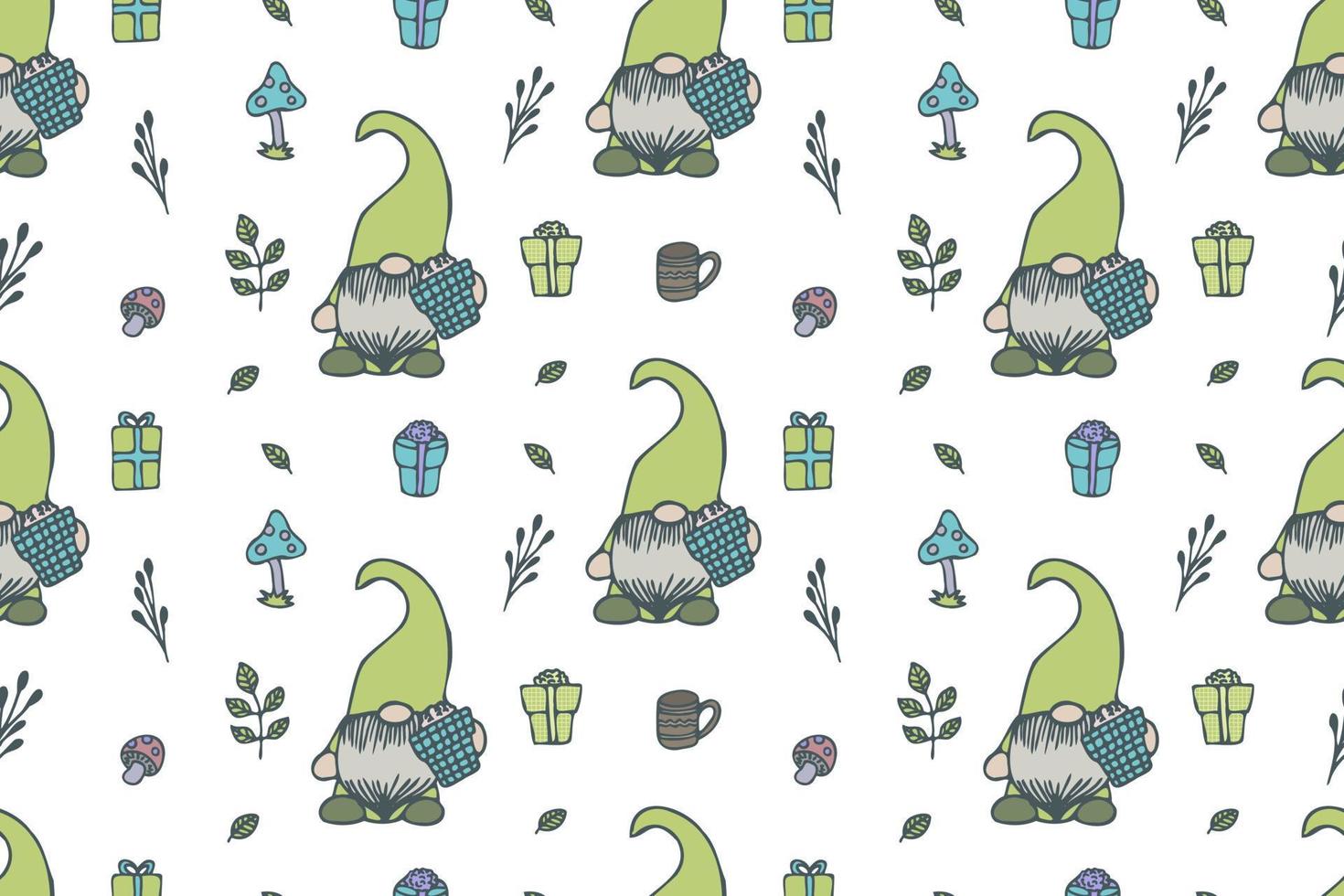 Cute Gnomes seamless pattern vector