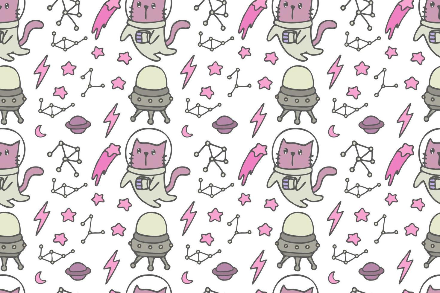 Cute cat seamless pattern style vector